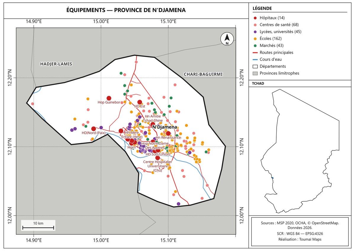 Carte des équipements de la province de N'Djamena
