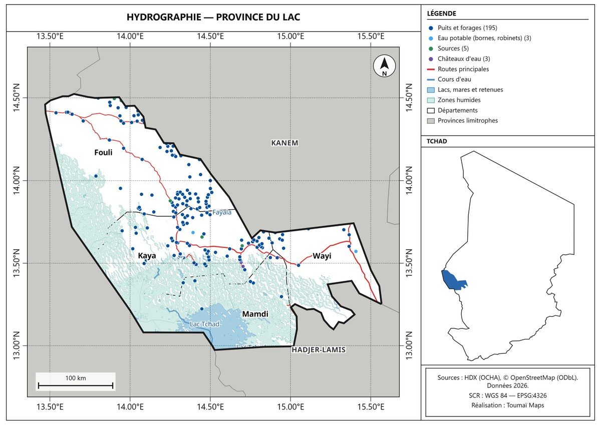 Carte hydrographique de la province du Lac