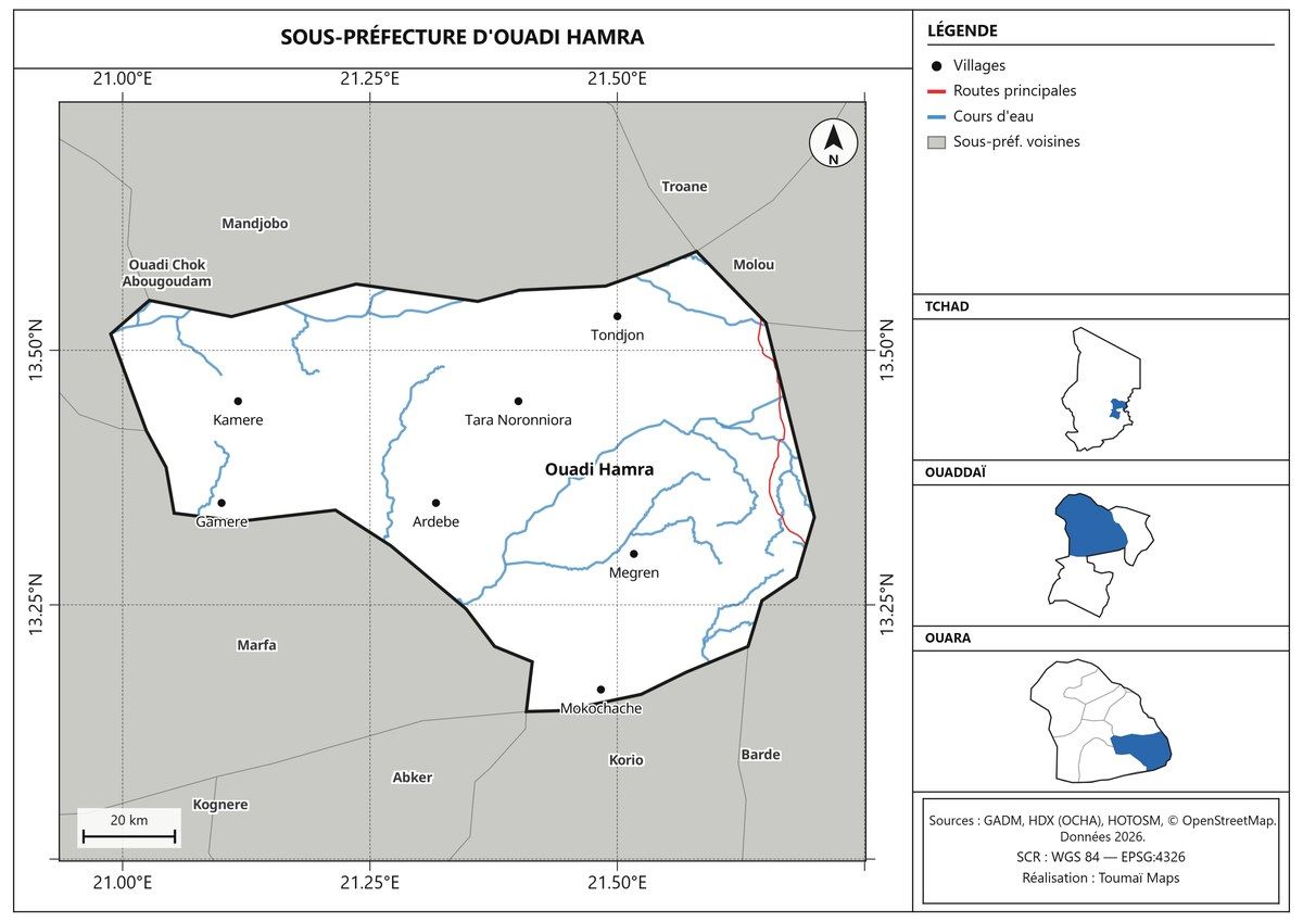 Carte de localisation de la sous-préfecture de Ouadi Hamra