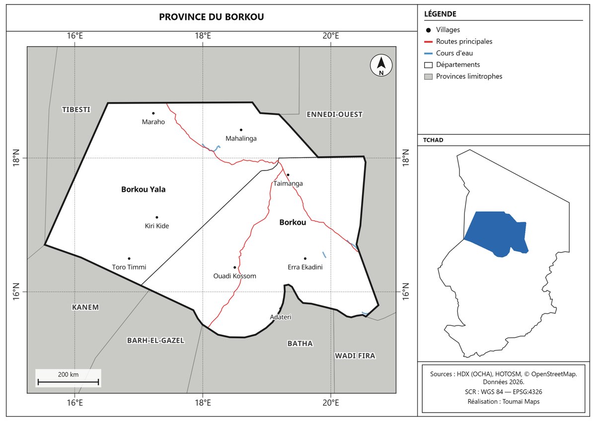 Carte de la province du Borkou