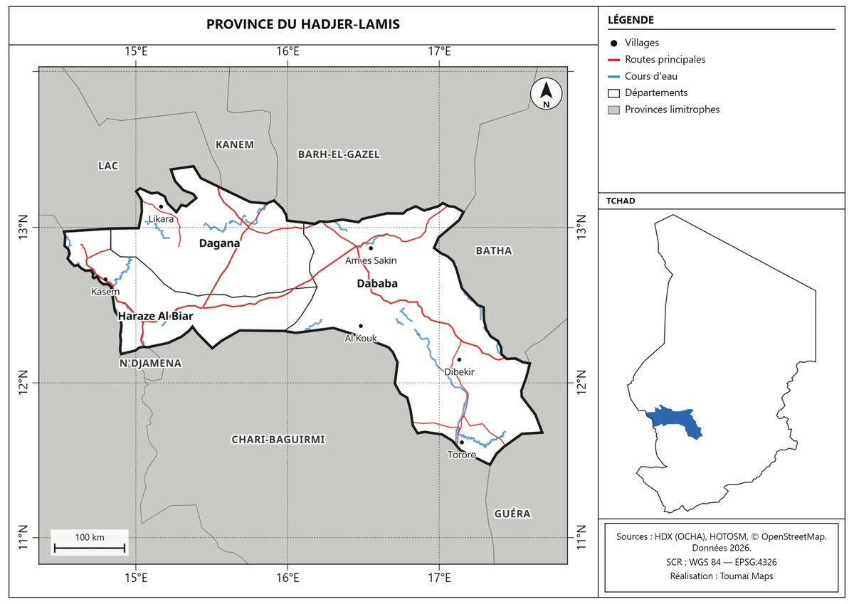 Carte de la province du Hadjer-Lamis