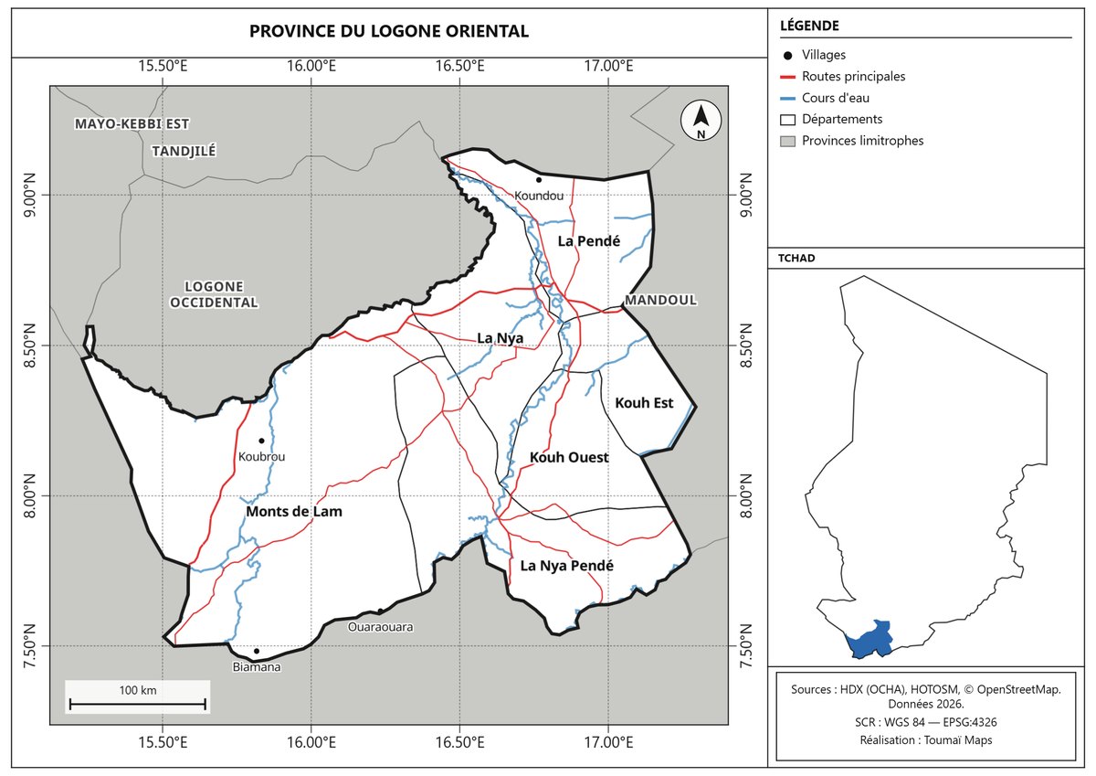 Carte de la province du Logone Oriental