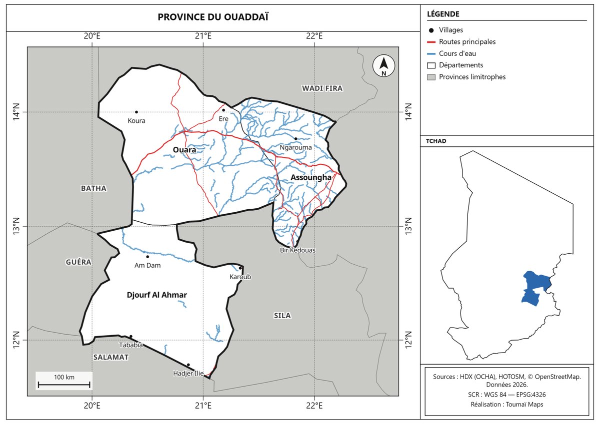 Carte de la province du Ouaddaï