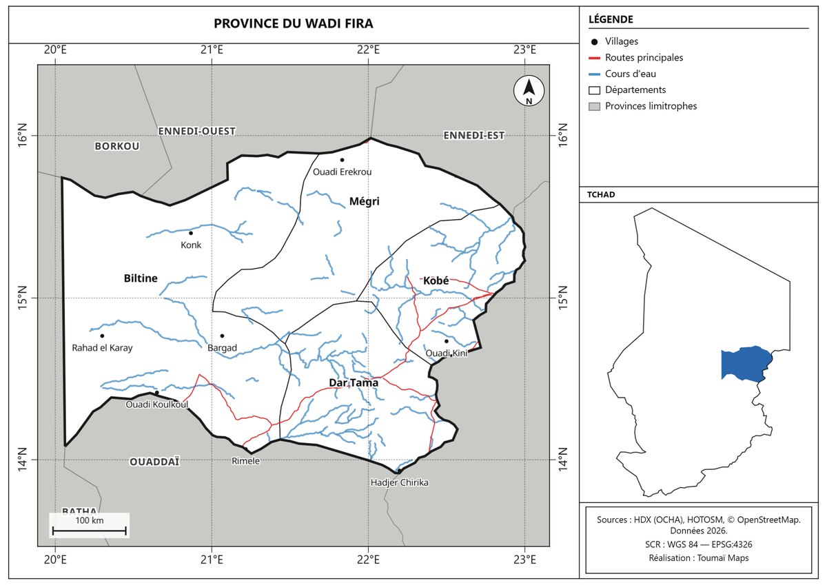 Carte de la province du Wadi Fira
